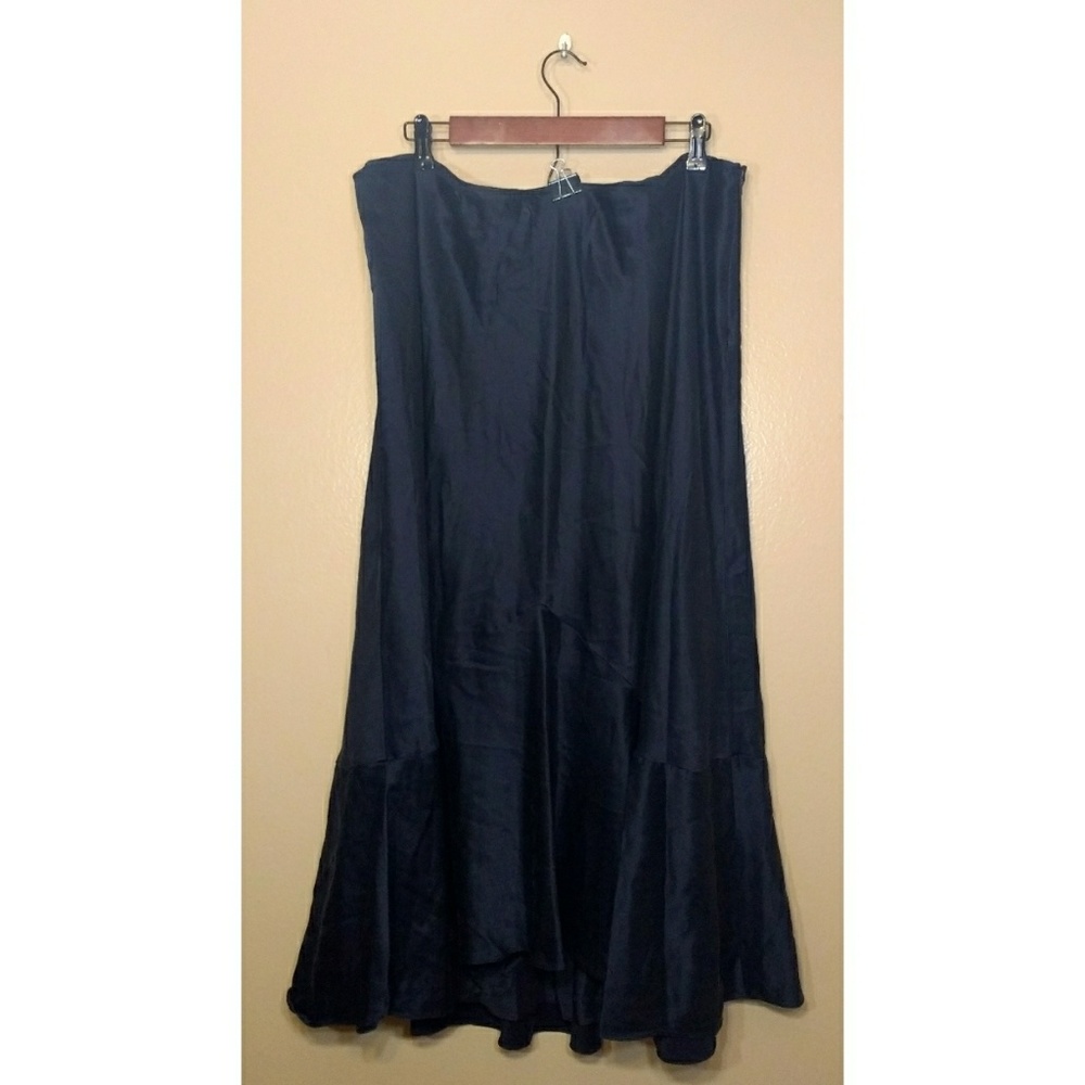 Lauren Ralph Lauren Navy Silk Skirt Plus Size 22W